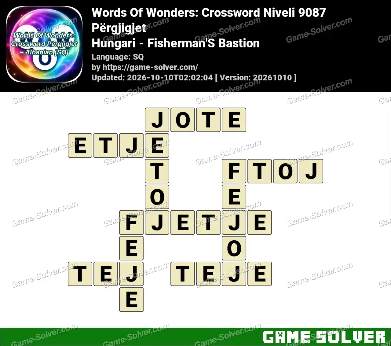 Words Of Wonders: Crossword Niveli 9087 Përgjigjet – Hungari – Fisherman’S Bastion